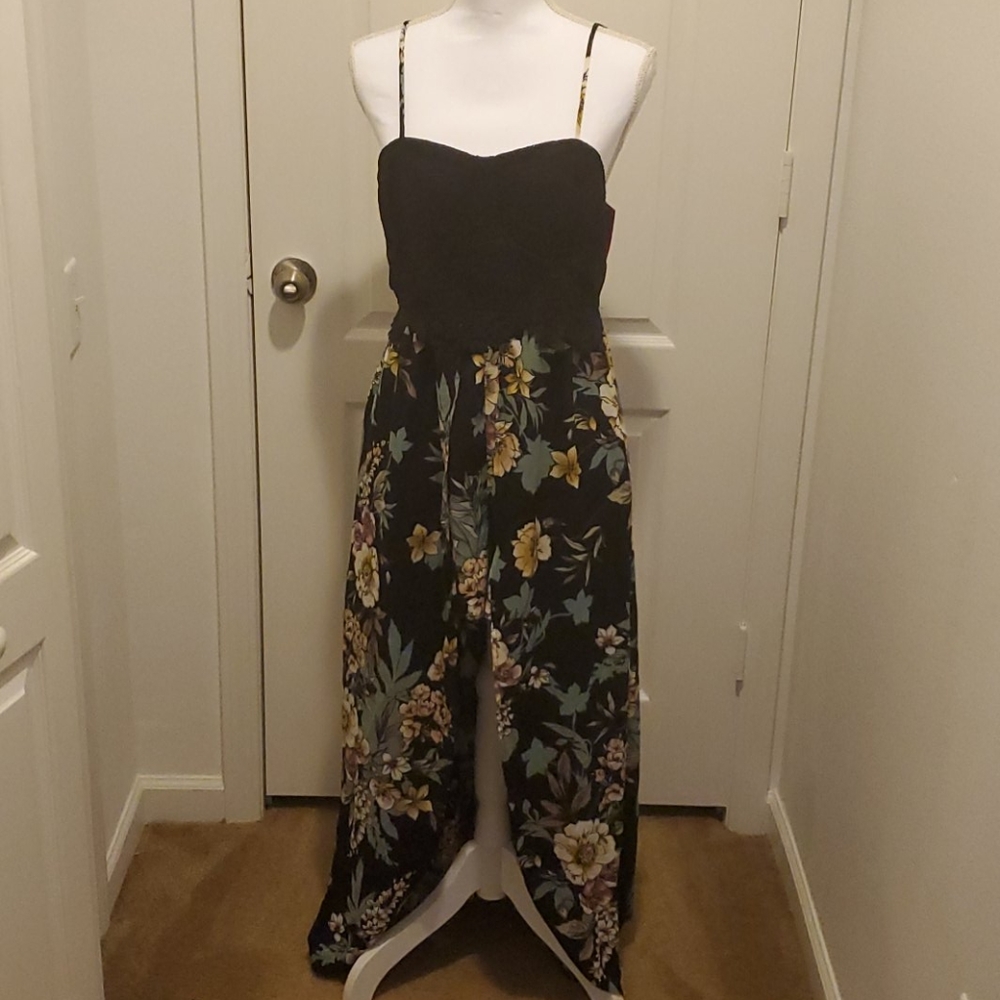 High-low floral romper dress